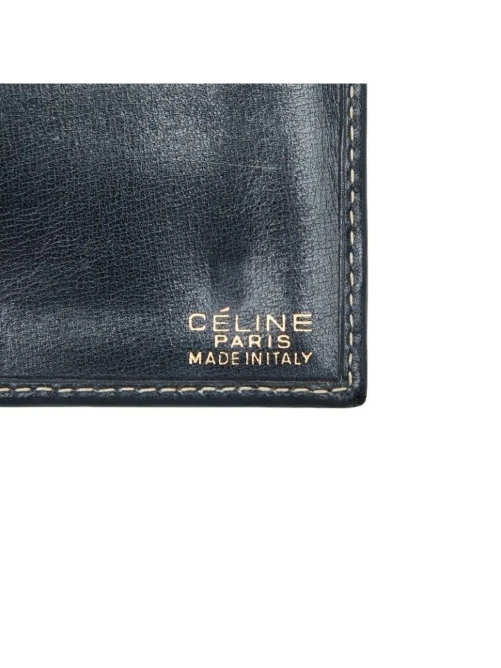 Celine C Saluki Bifold Wallet Navy Canvas Leather
